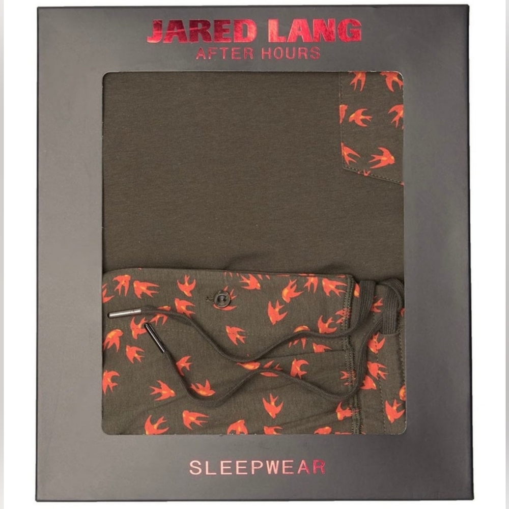 Jared Lang Birds Pajama Set in Gift Box Orange + Green - Picture 4 of 10